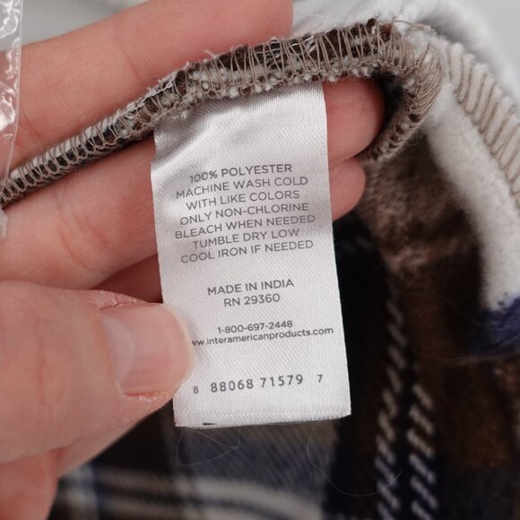 Oversized Plaid Shacket Brown Tan and Blue Medium - Picture 8 of 11